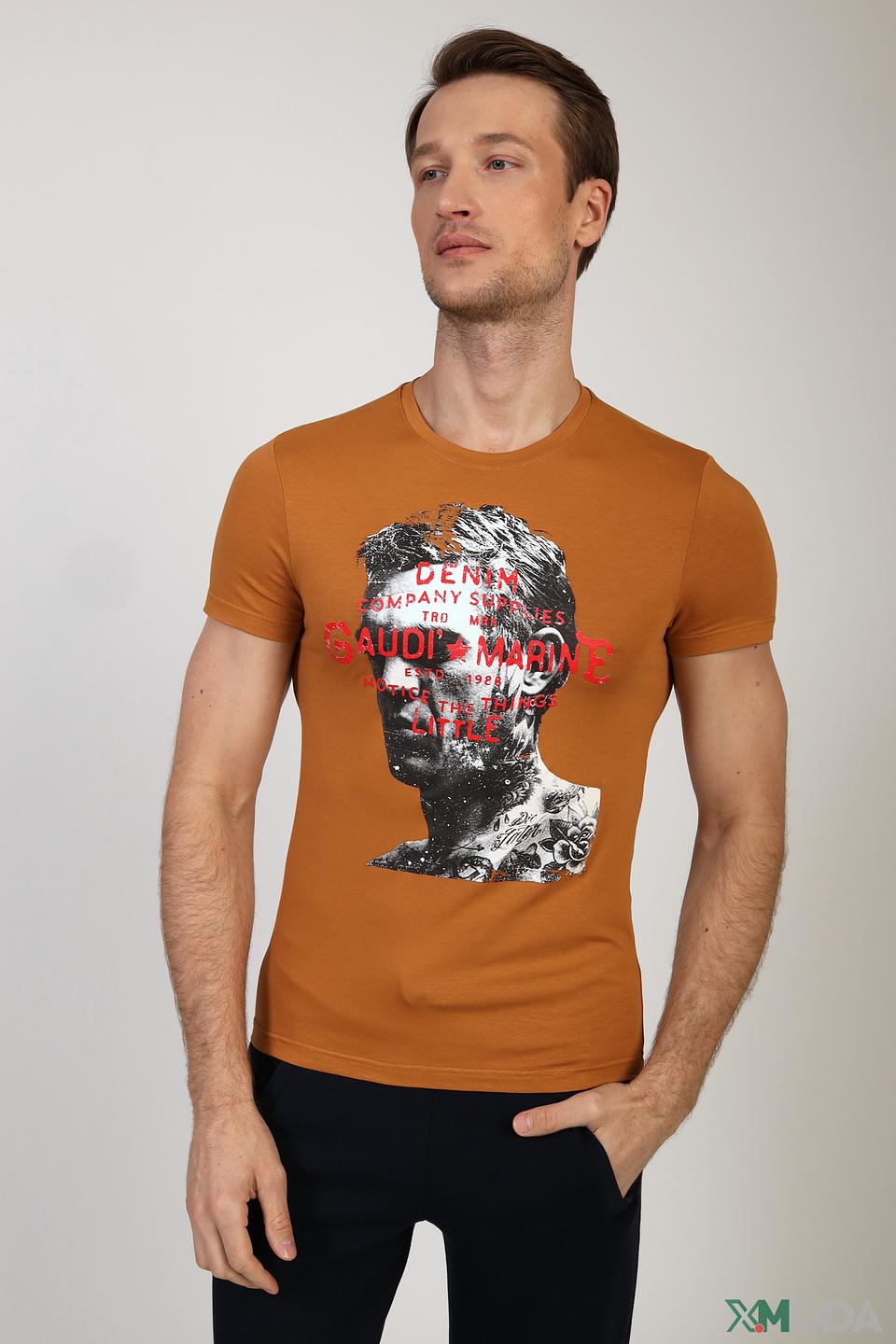 Футболка Gaudi Jeans с принтом коричневая