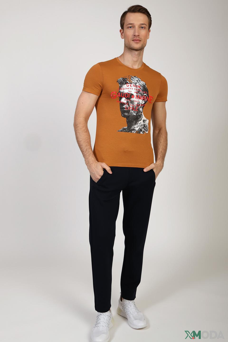 Футболка Gaudi Jeans с принтом коричневая