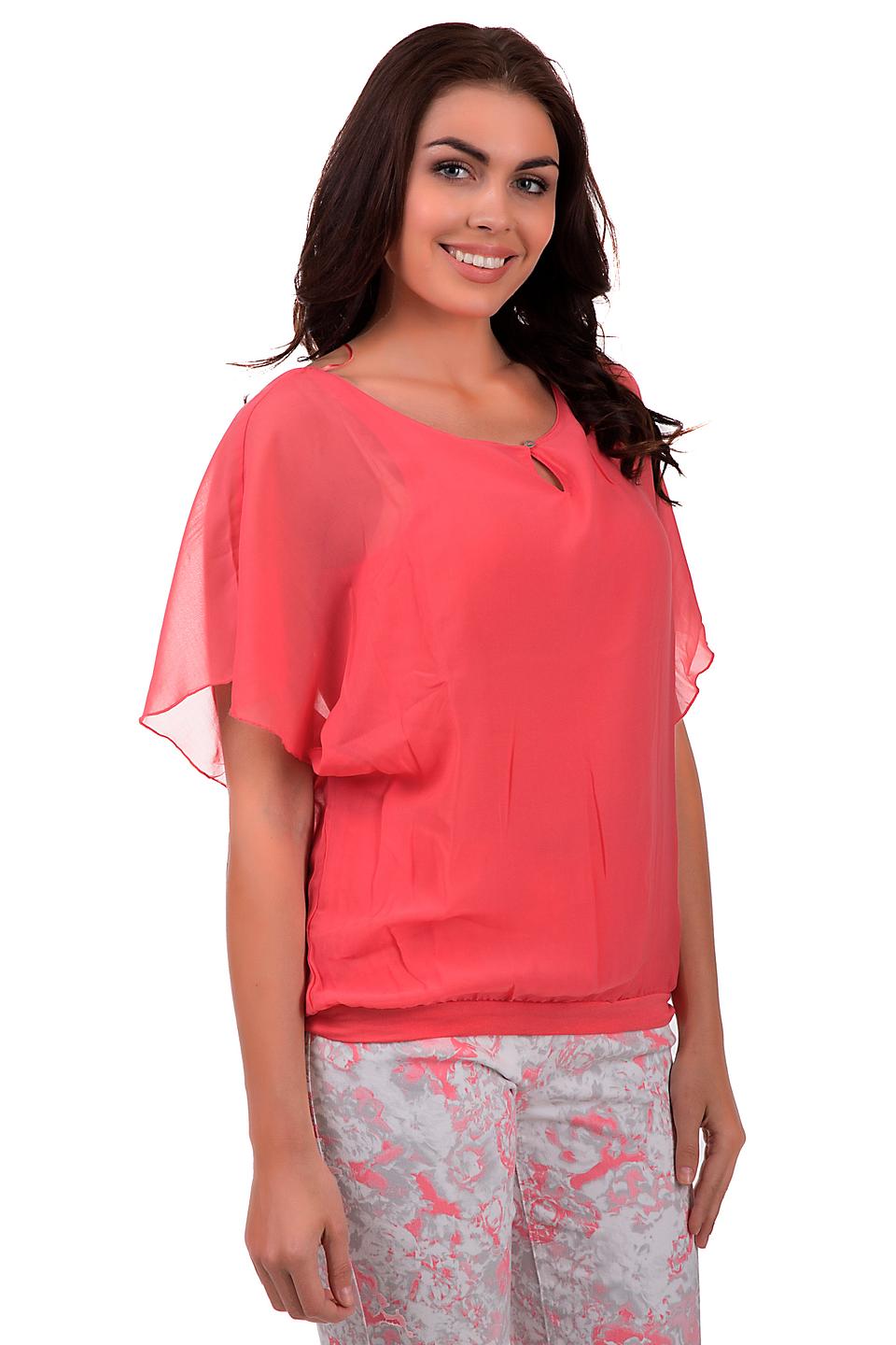 Блуза Tom Tailor коралловая с рукавами-воланами