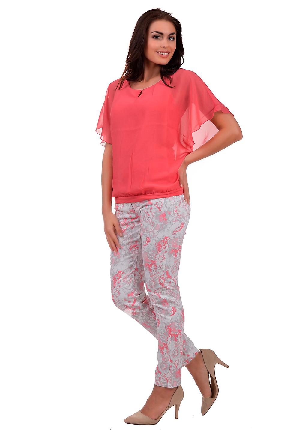 Блуза Tom Tailor коралловая с рукавами-воланами