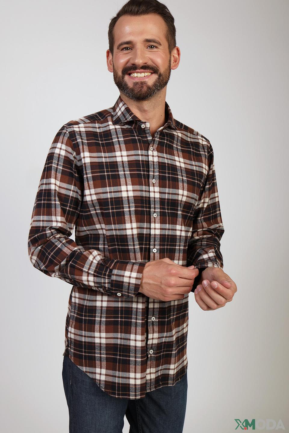 Рубашка Windsor в клетку коричневая