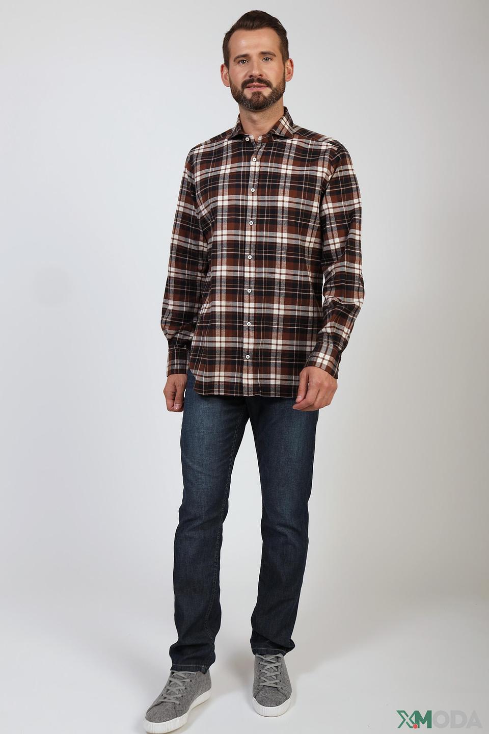 Рубашка Windsor в клетку коричневая