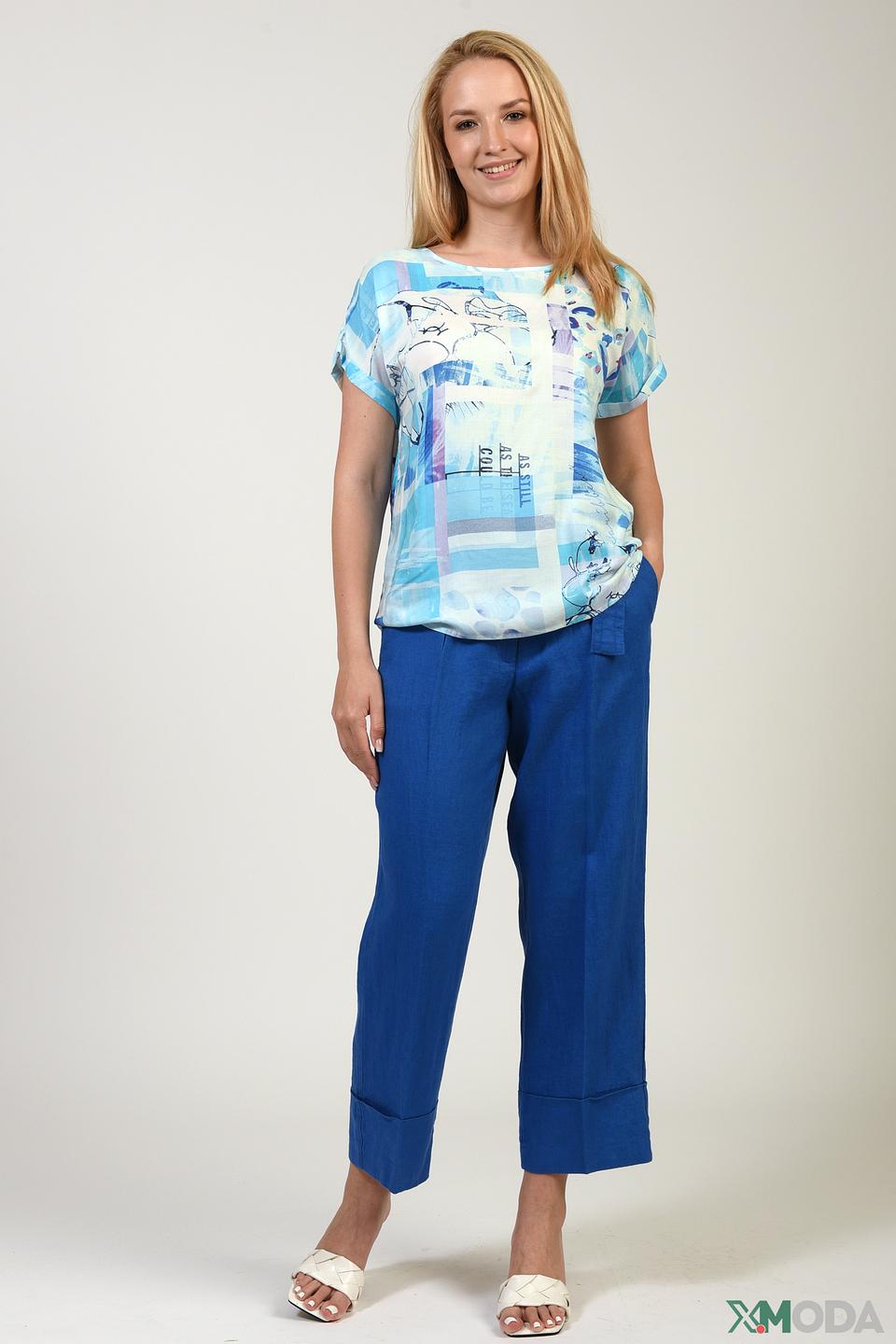 Блуза Taifun с принтом голубой