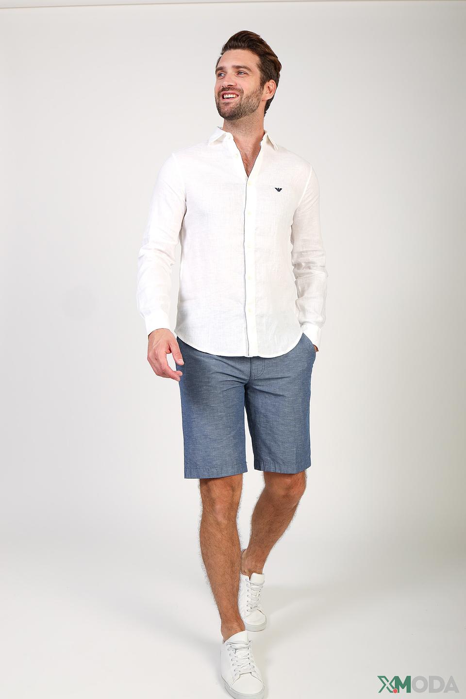 Рубашка Emporio Armani лен белый