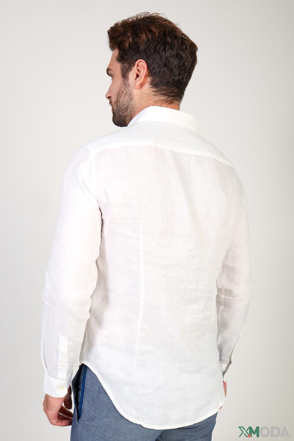 Рубашка Emporio Armani лен белый