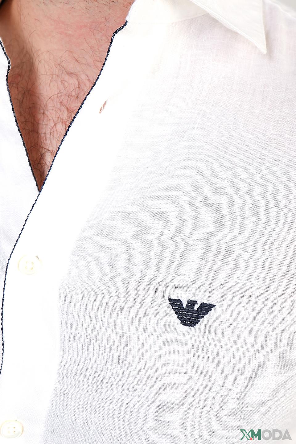 Рубашка Emporio Armani лен белый