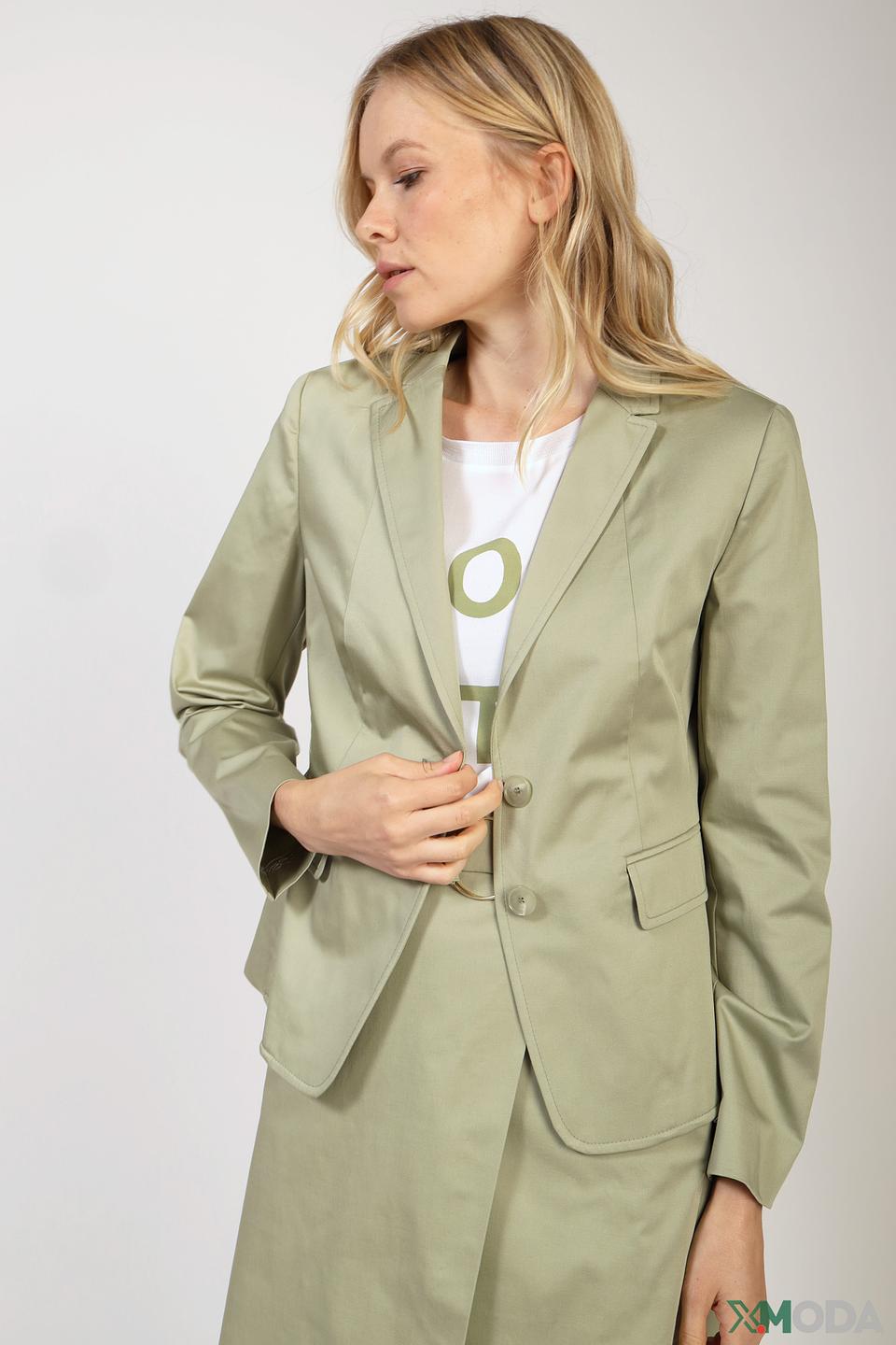 Жакет Betty Barclay оливковый классический из хлопка