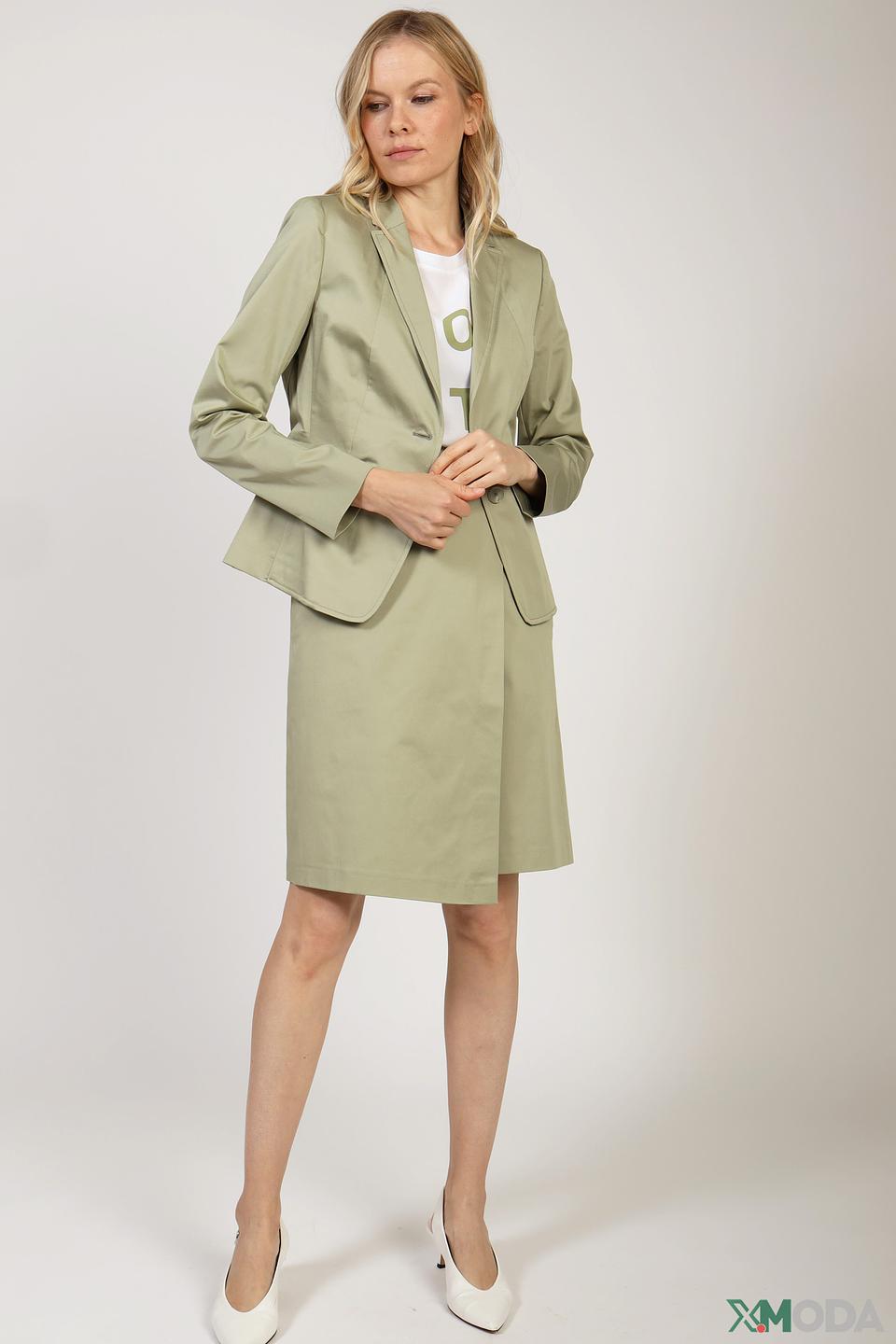 Жакет Betty Barclay оливковый классический из хлопка