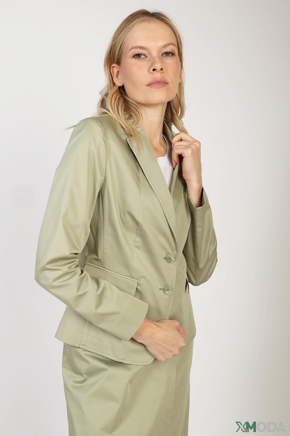Жакет Betty Barclay оливковый классический из хлопка