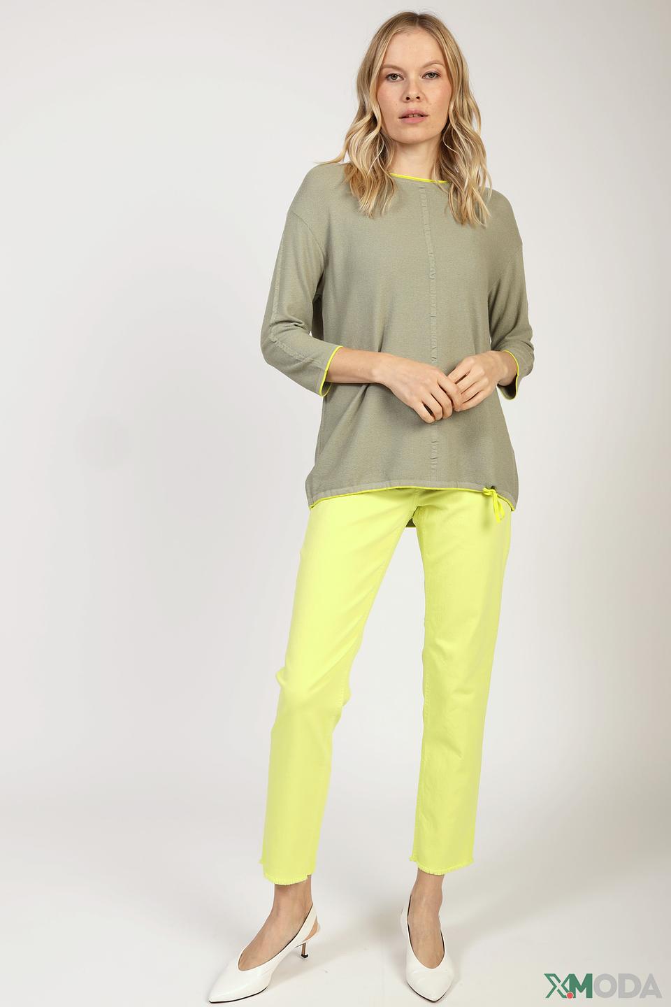 Пуловер Betty Barclay хаки с жёлтой отделкой