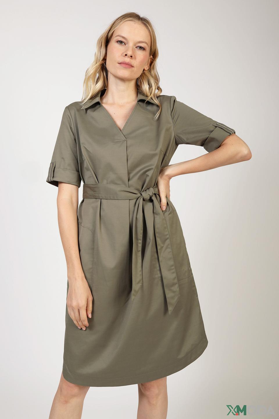 Платье Betty Barclay хаки с воротником