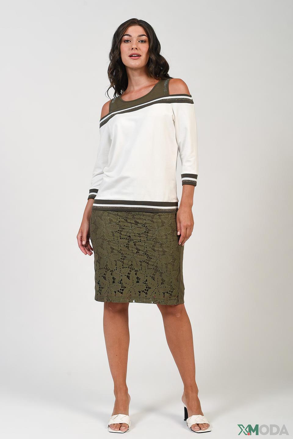 Юбка Betty Barclay с кружевом хаки