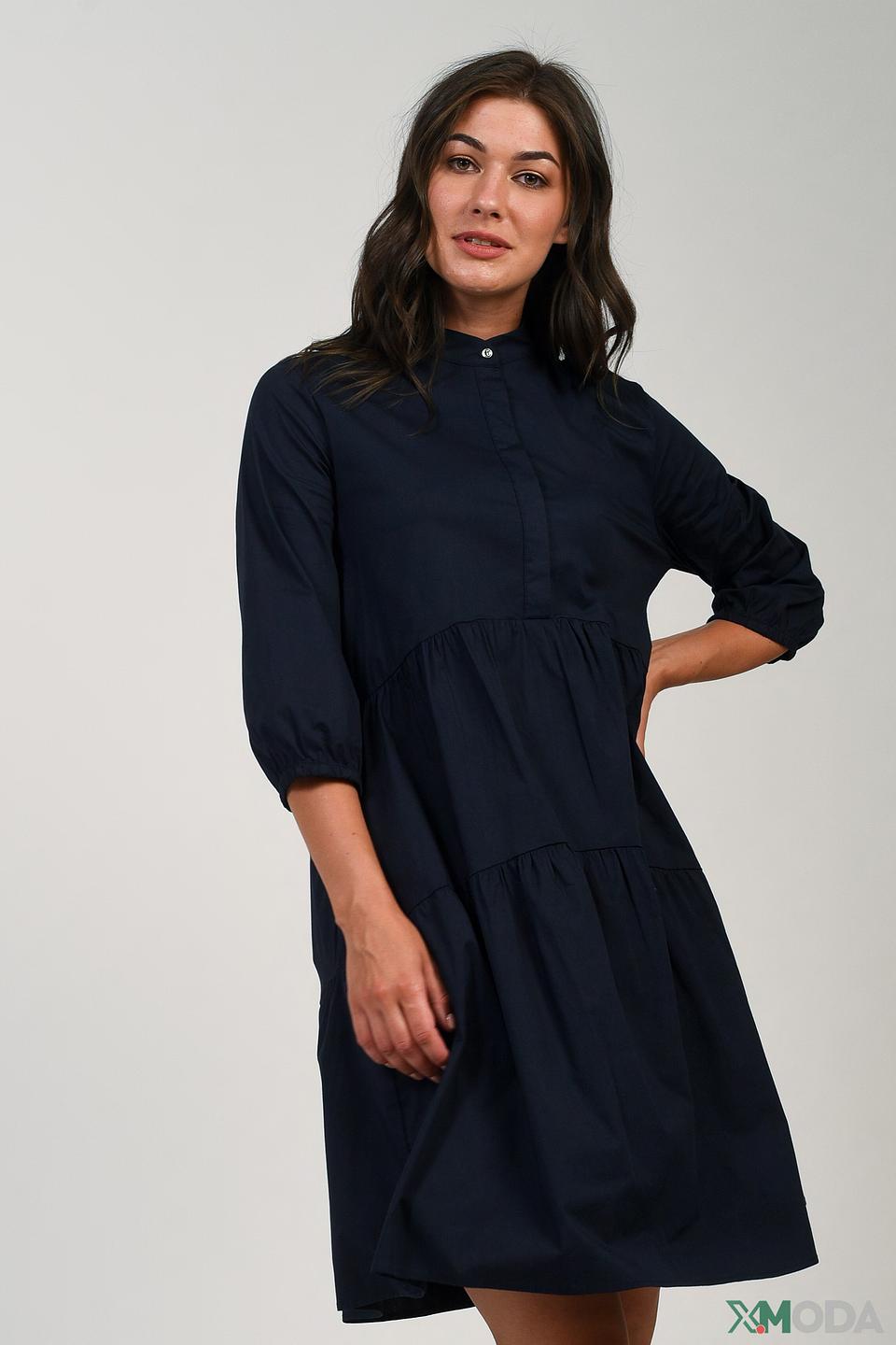 Платье Oui приталенное тёмно-синее