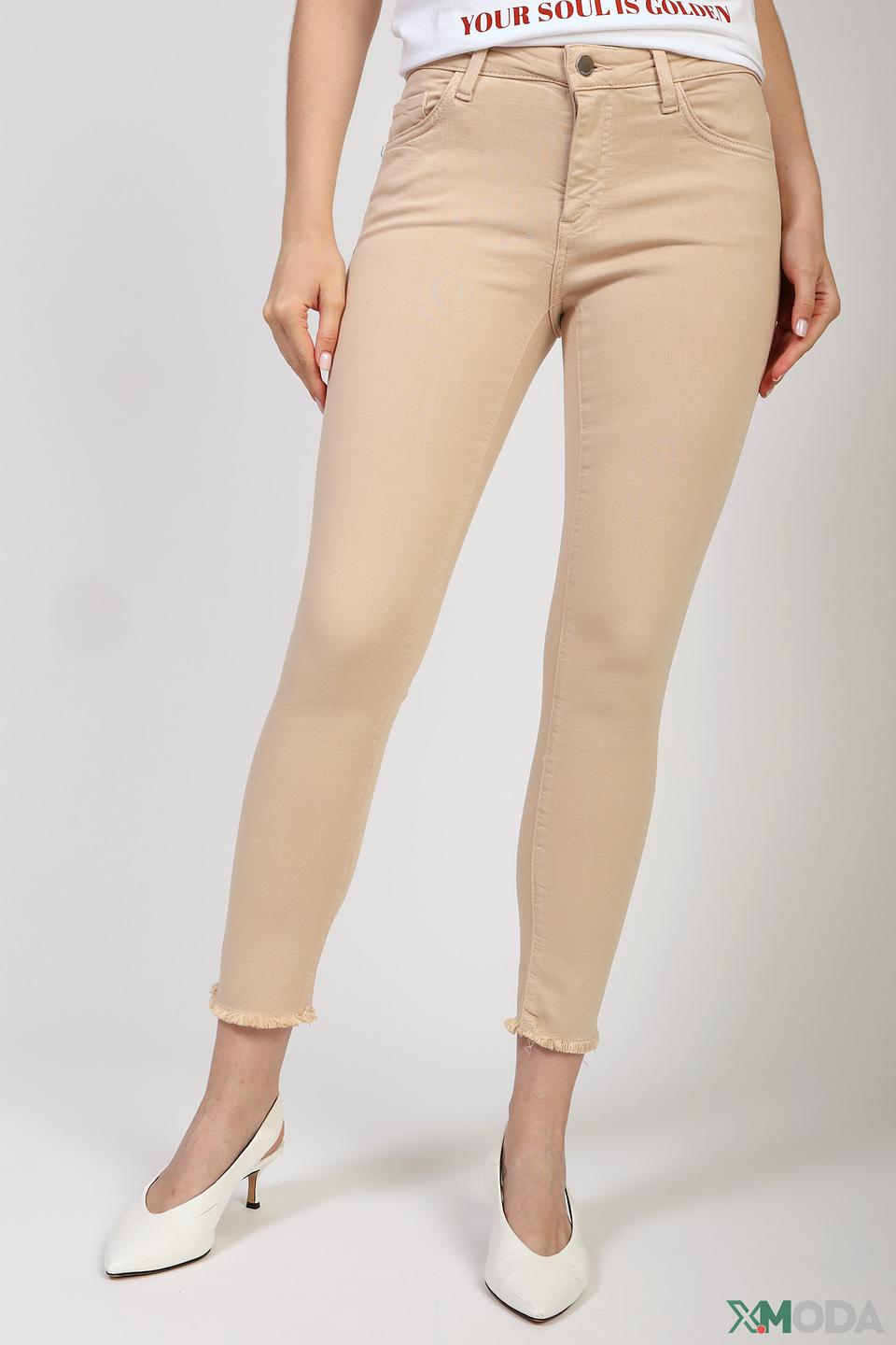 Джинсы с бахромой Rich and Royal бежевые