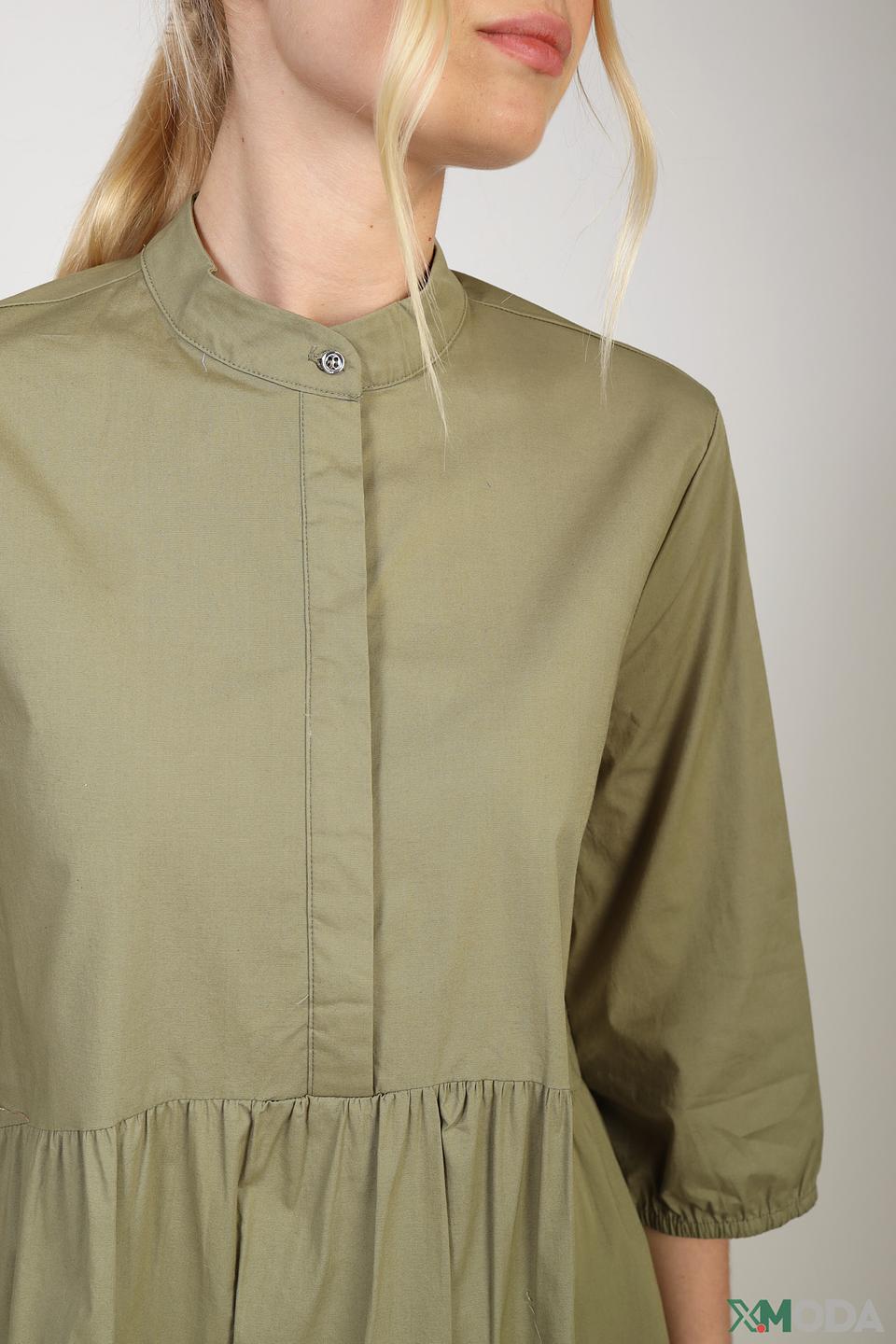 Платье Oui хаки с рукавами-фонариками