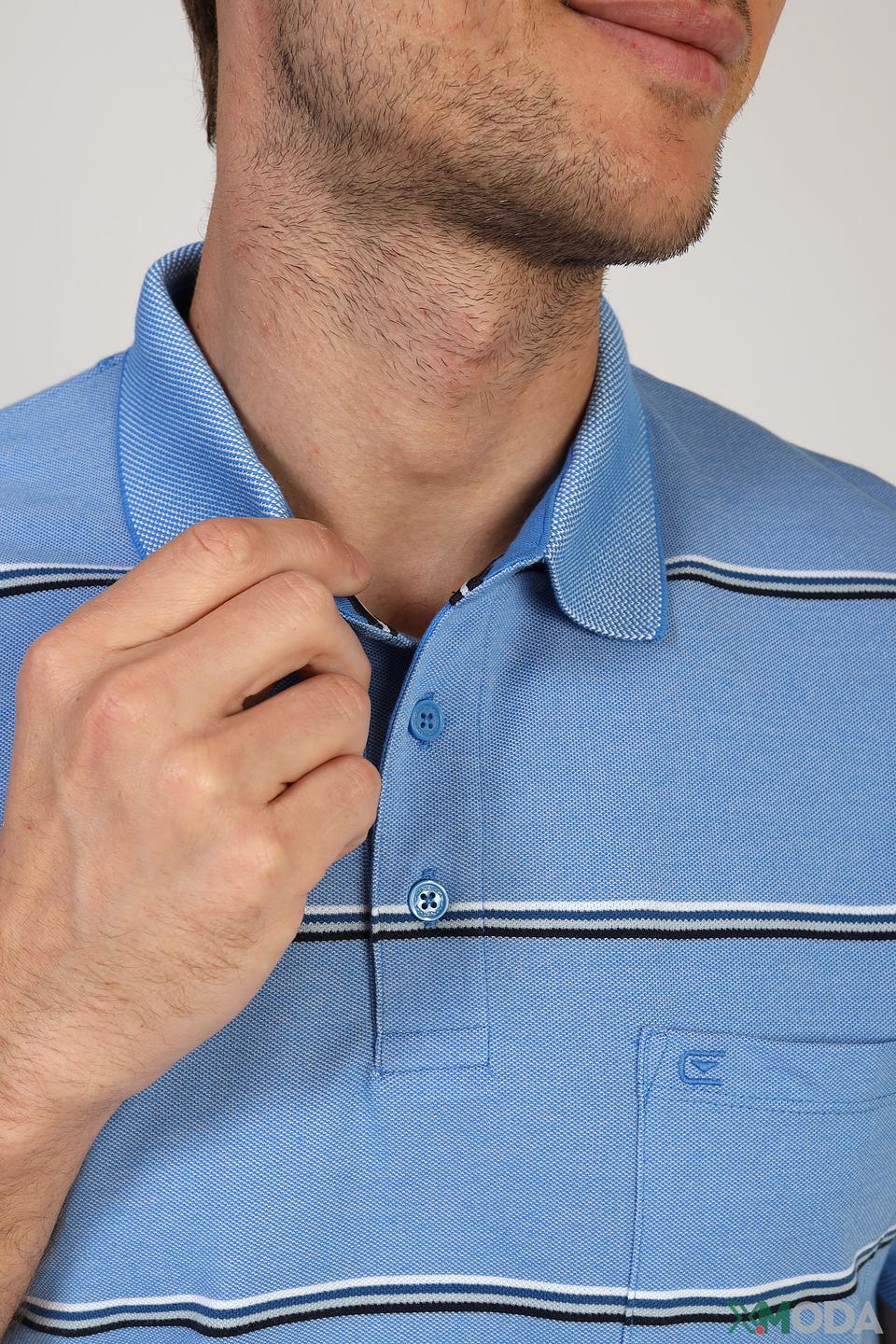 Поло Casa Moda в полоску голубой