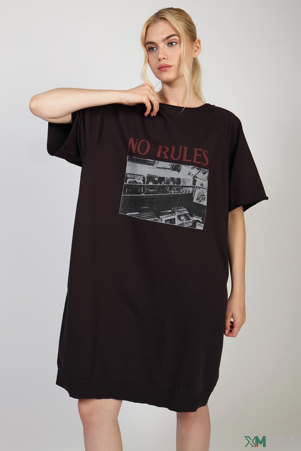 Платье Set с принтом No Rules чёрное
