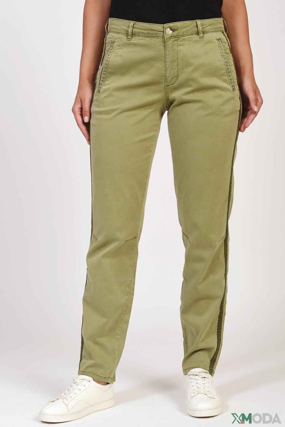 Брюки Oui хаки с полоской