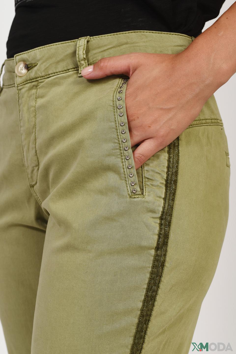 Брюки Oui хаки с полоской