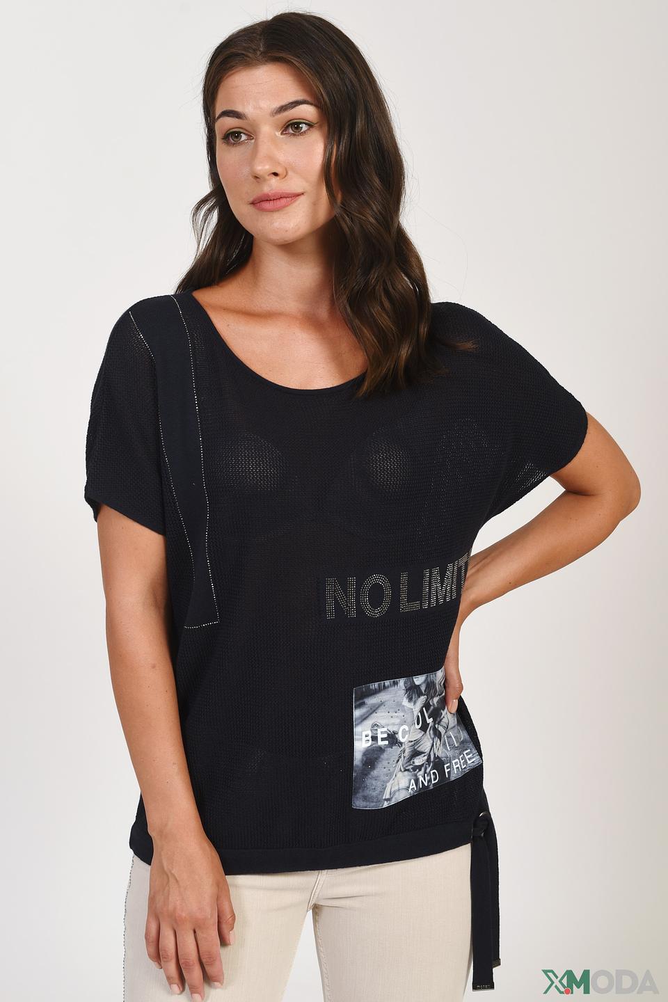 Пуловер Monari с принтом No Limits чёрный