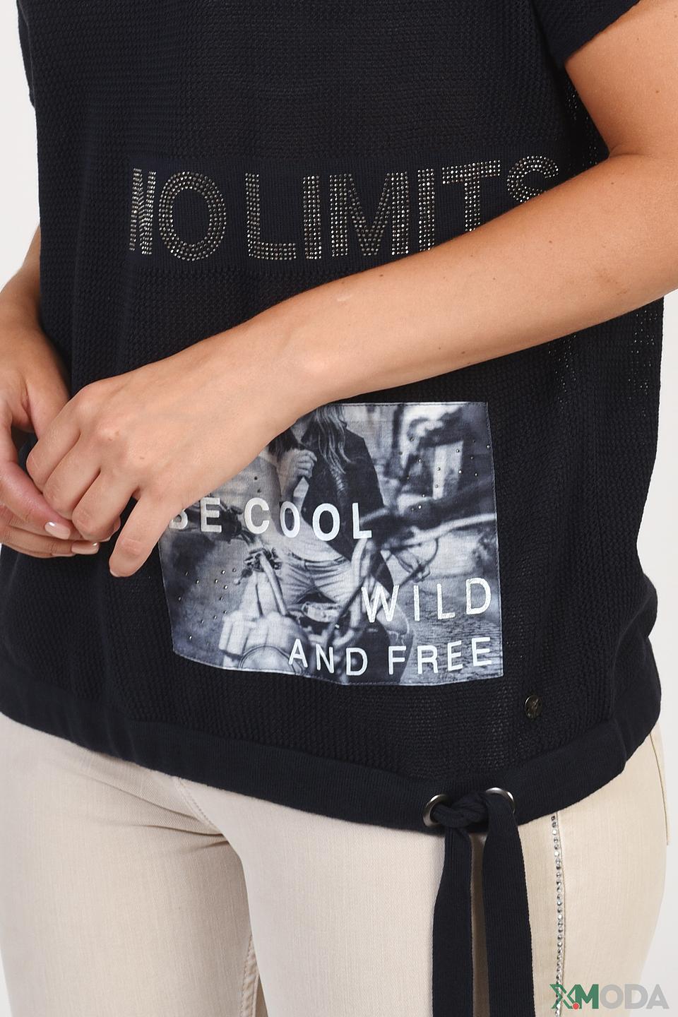 Пуловер Monari с принтом No Limits чёрный