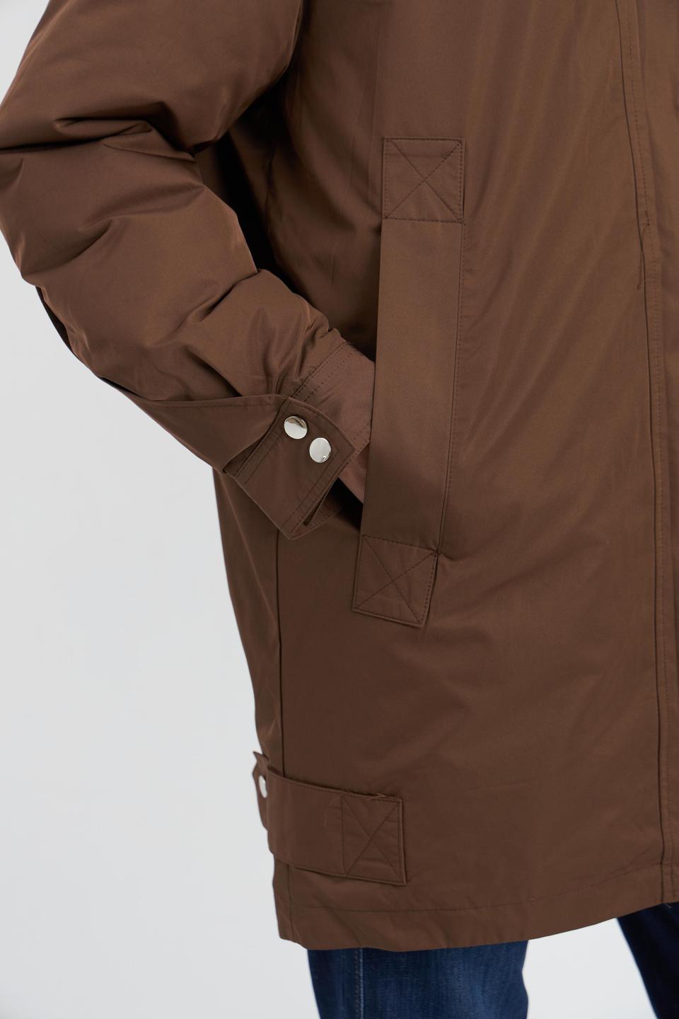 Коричневая куртка с меховым капюшоном Electra style