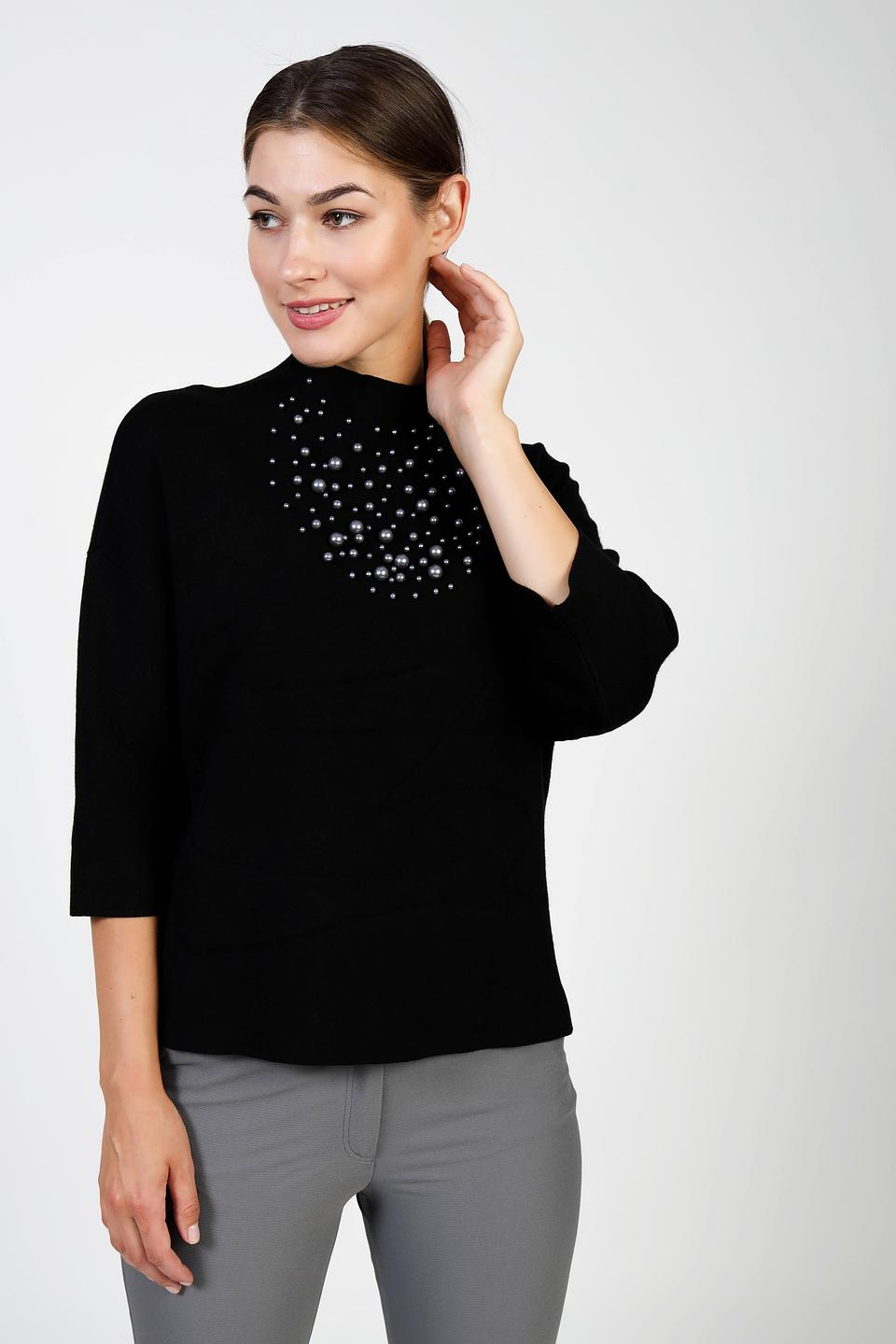 Пуловер Pezzo с жемчугом чёрный