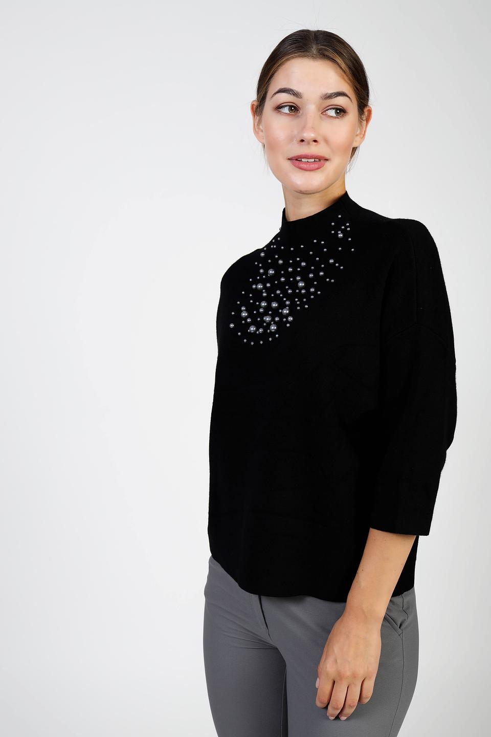 Пуловер Pezzo с жемчугом чёрный