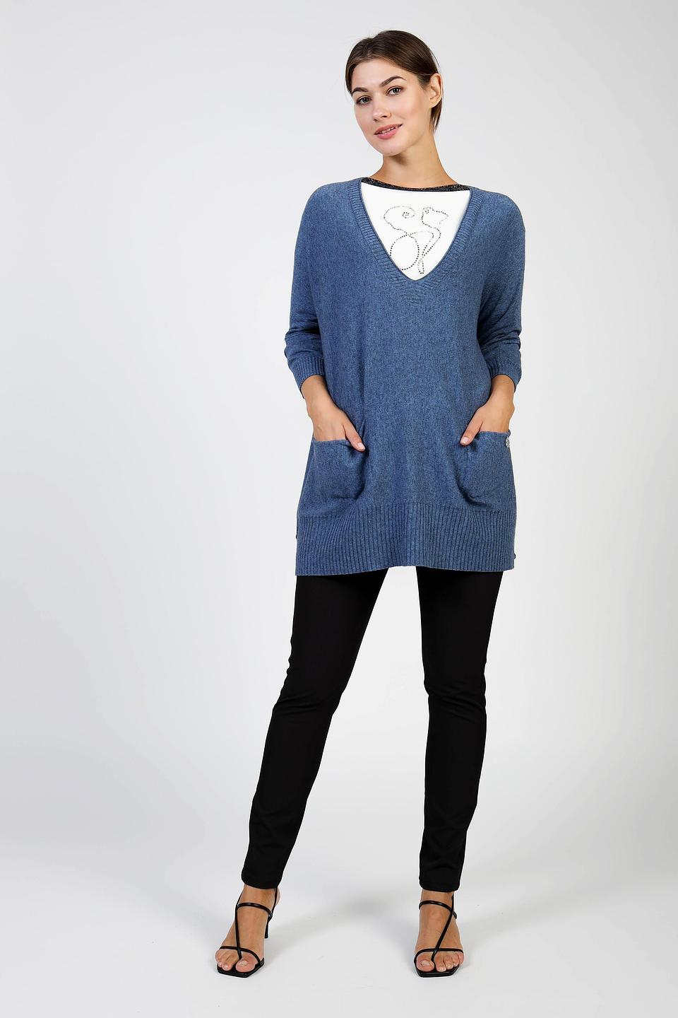 Пуловер Pezzo с вышивкой джинсовый