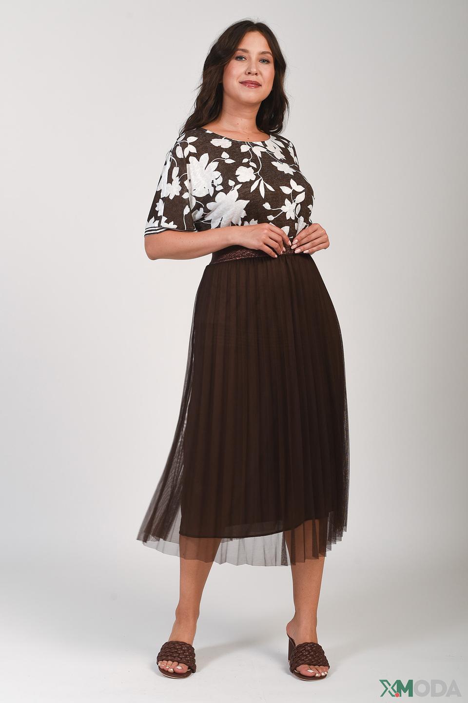 Юбка Via Appia плиссированная коричневая