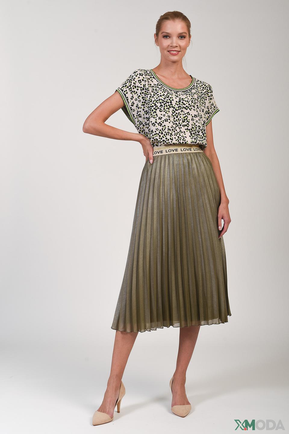 Юбка Oui плиссированная оливковая