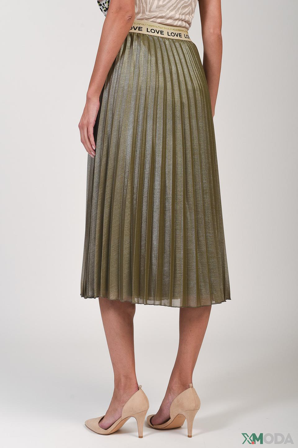 Юбка Oui плиссированная оливковая