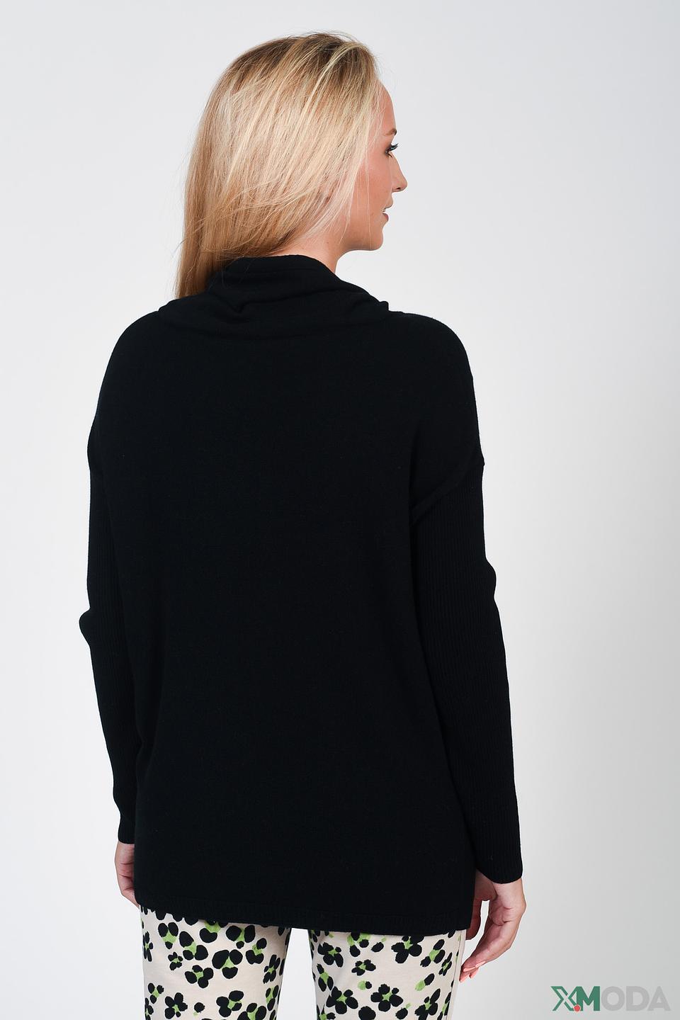 Пуловер Oui с воротником-хомутом чёрный