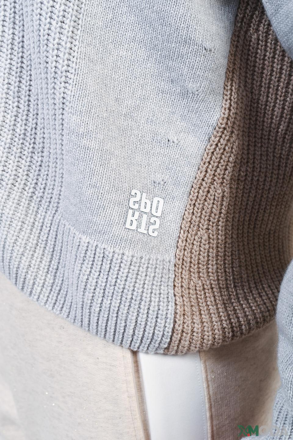 Пуловер Marc Cain колор-блок серый