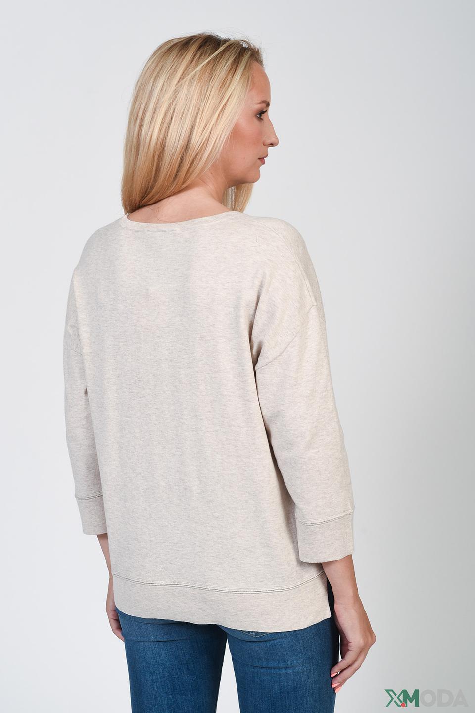 Пуловер Oui бежевый с карманом