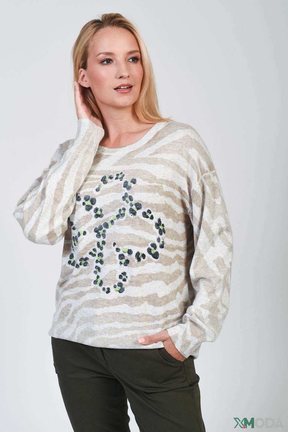 Пуловер Oui с принтом зебры