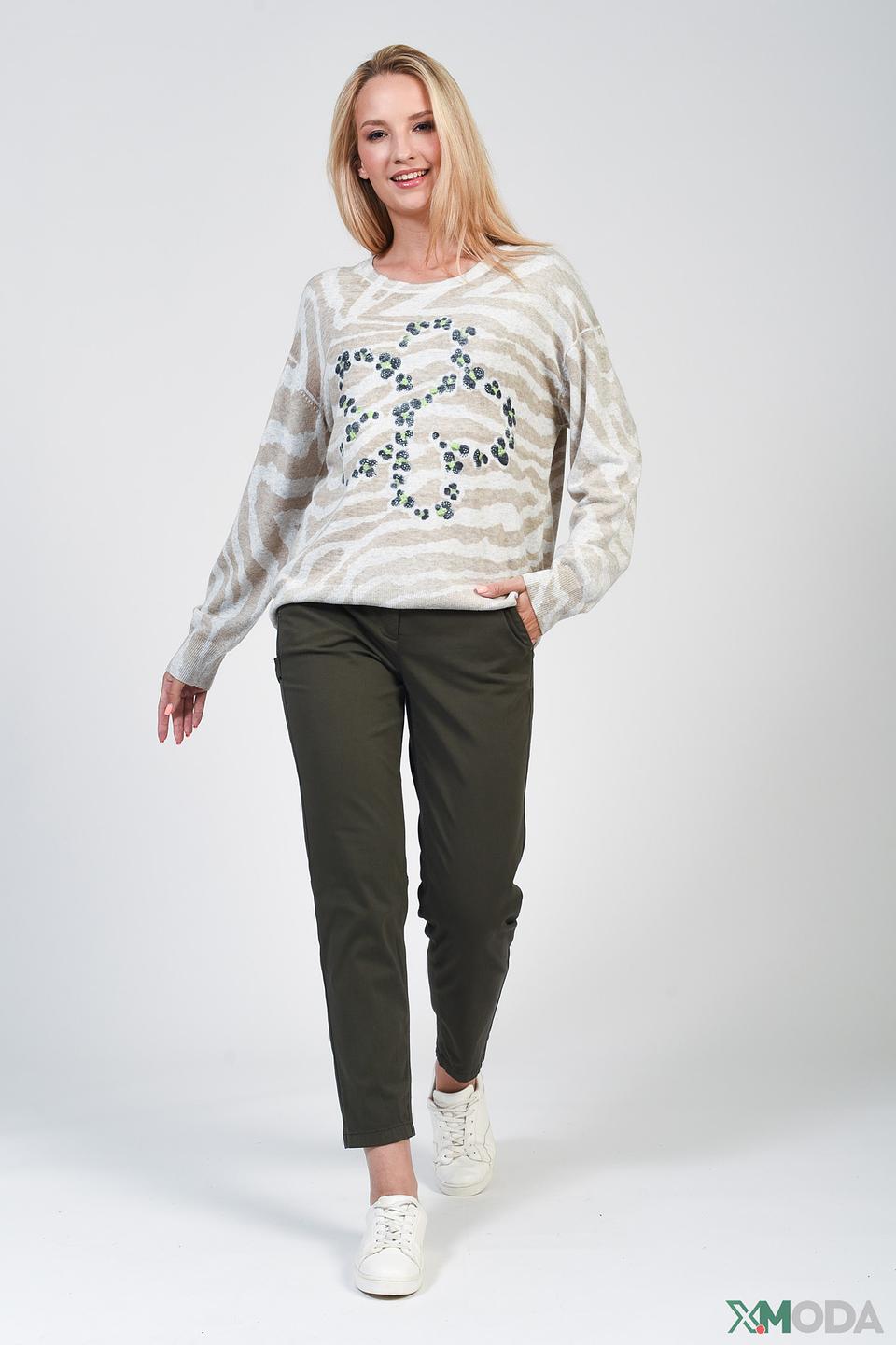 Пуловер Oui с принтом зебры