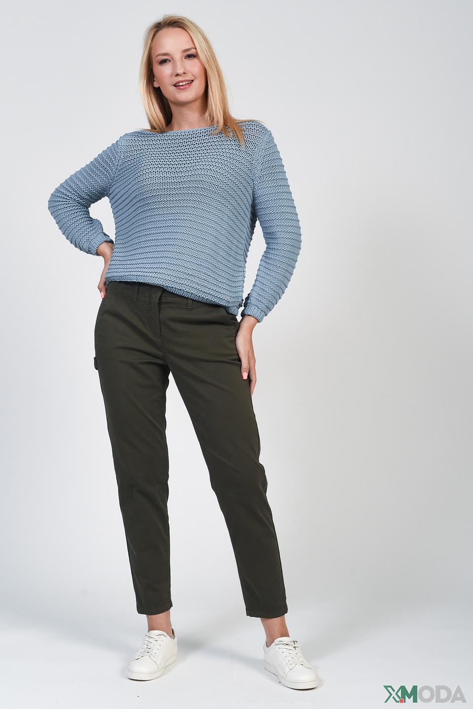 Пуловер Monari голубой с ажурной вязкой