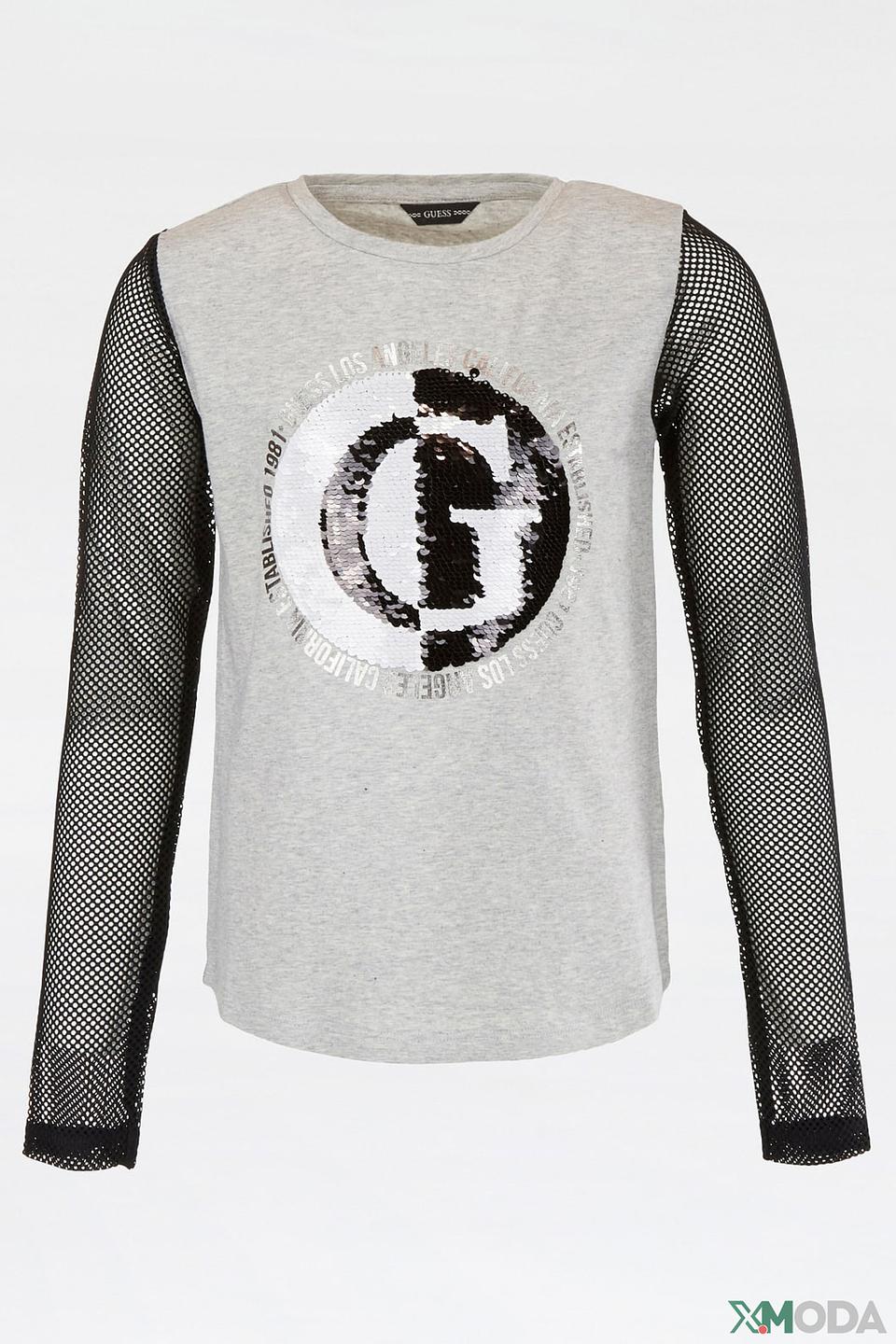 Футболка Guess с пайетками серая