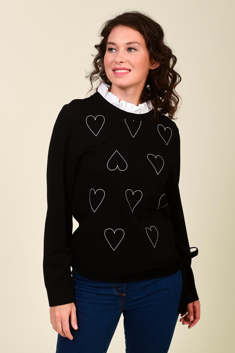 Пуловер Pezzo с сердечками чёрный