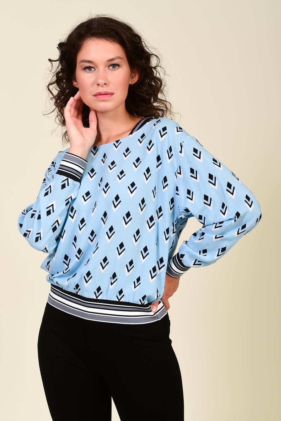 Блуза Pezzo с геометрическим принтом голубой