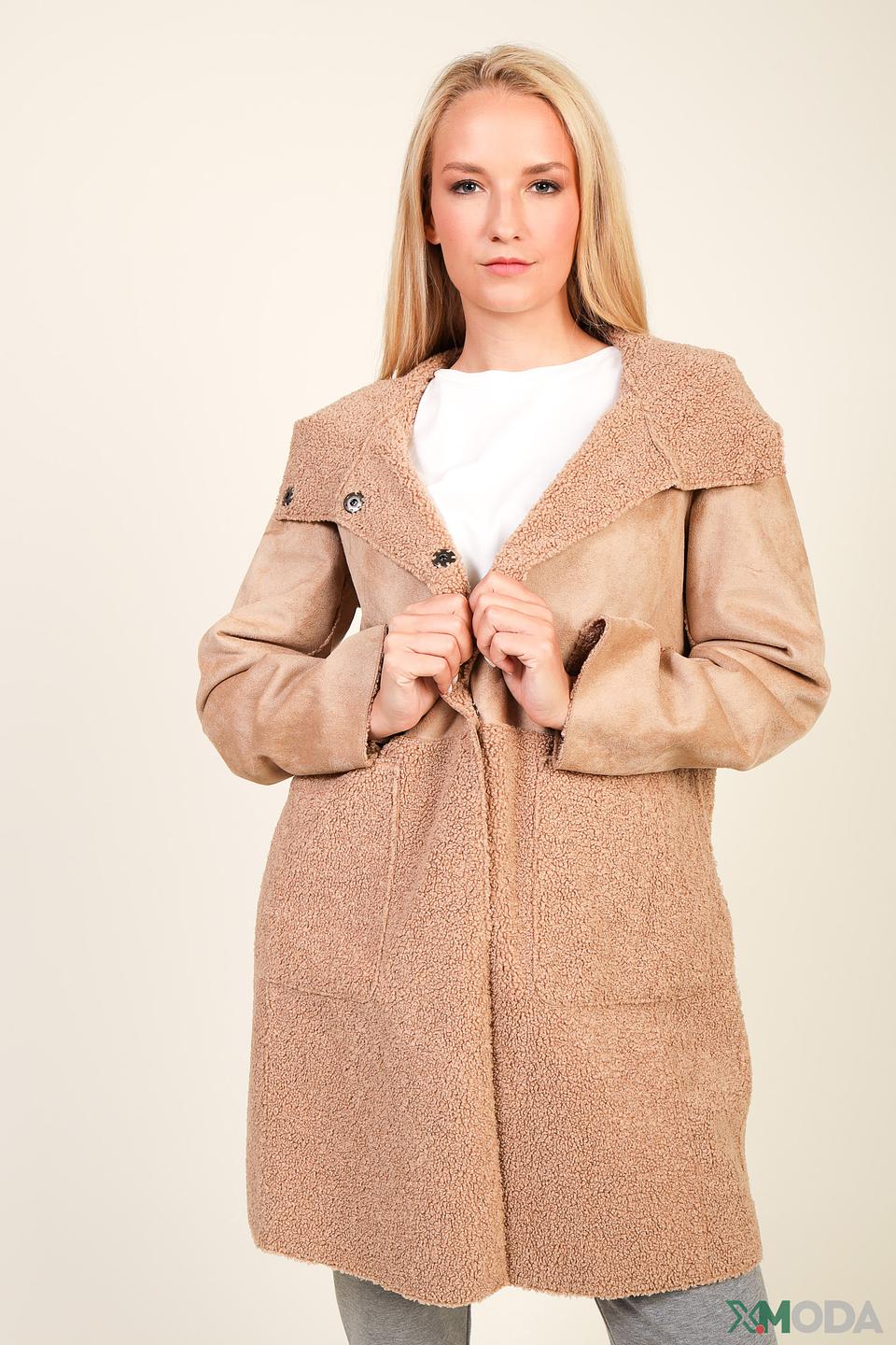 Пальто Elena Miro комбинированное бежевое