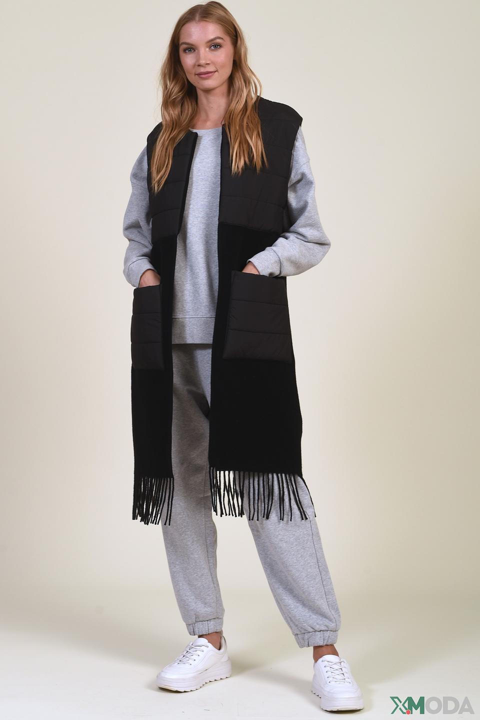 Жилет Marc Cain чёрный с бахромой