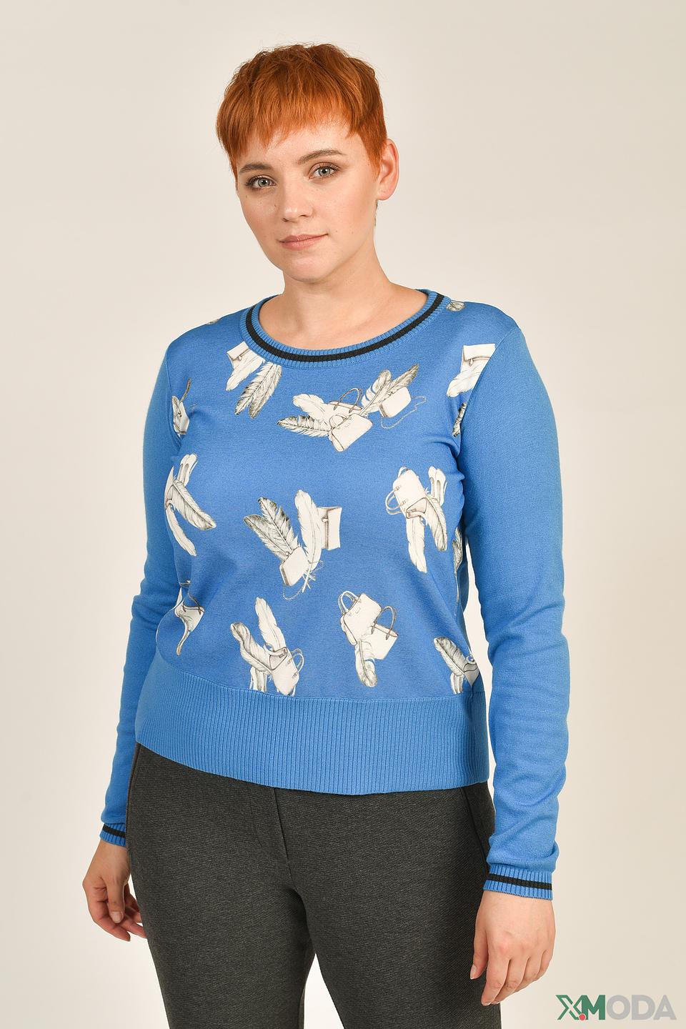 Пуловер Eugen Klein с принтом голубой