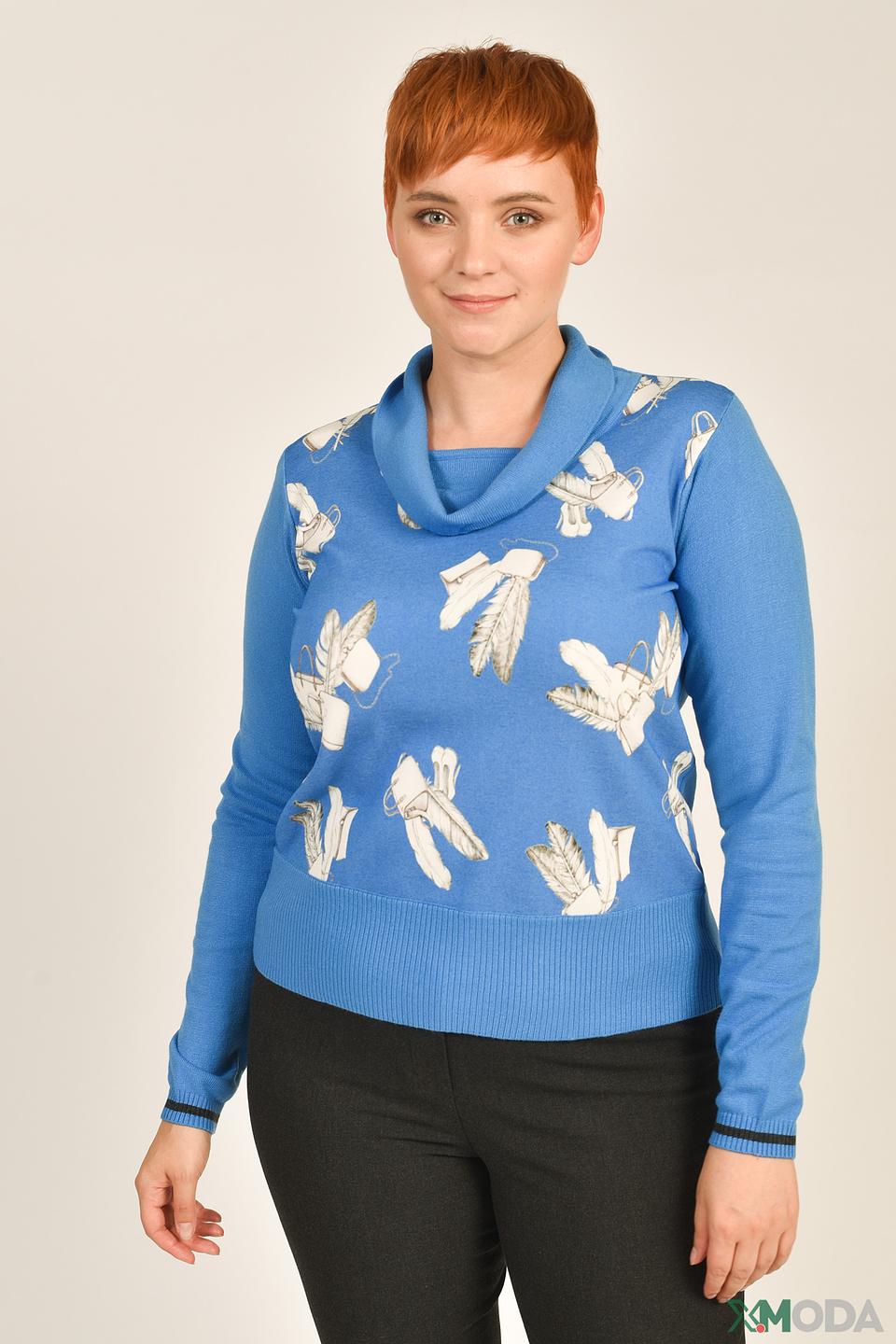 Пуловер Eugen Klein с перьями голубой
