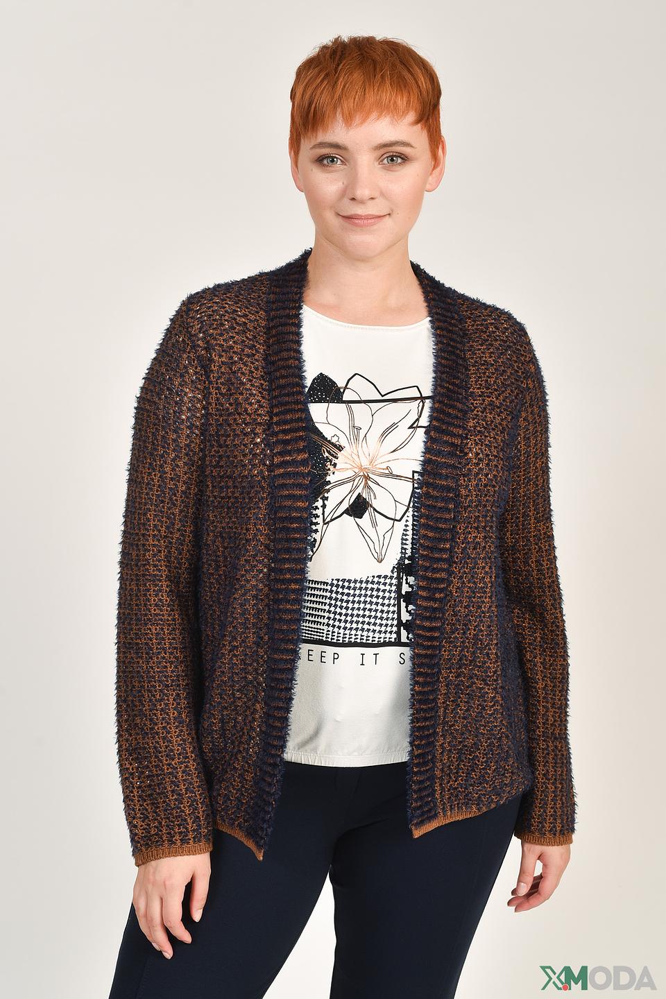 Кардиган Rabe collection вязаный коричневый