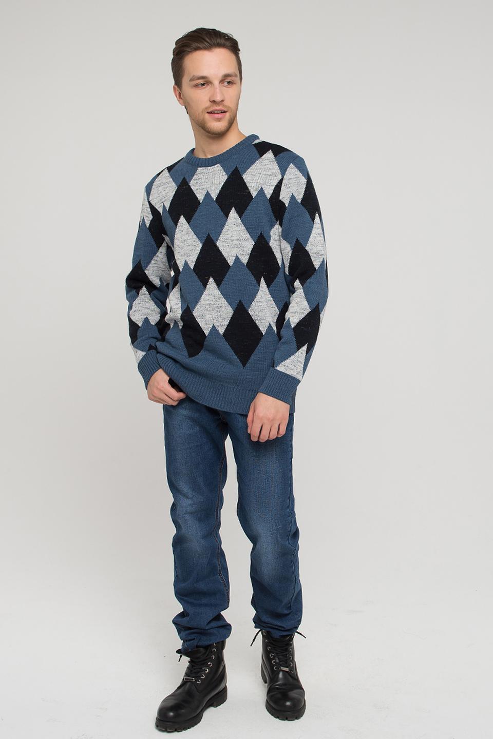 Джемпер VAY мужской в ромб синий