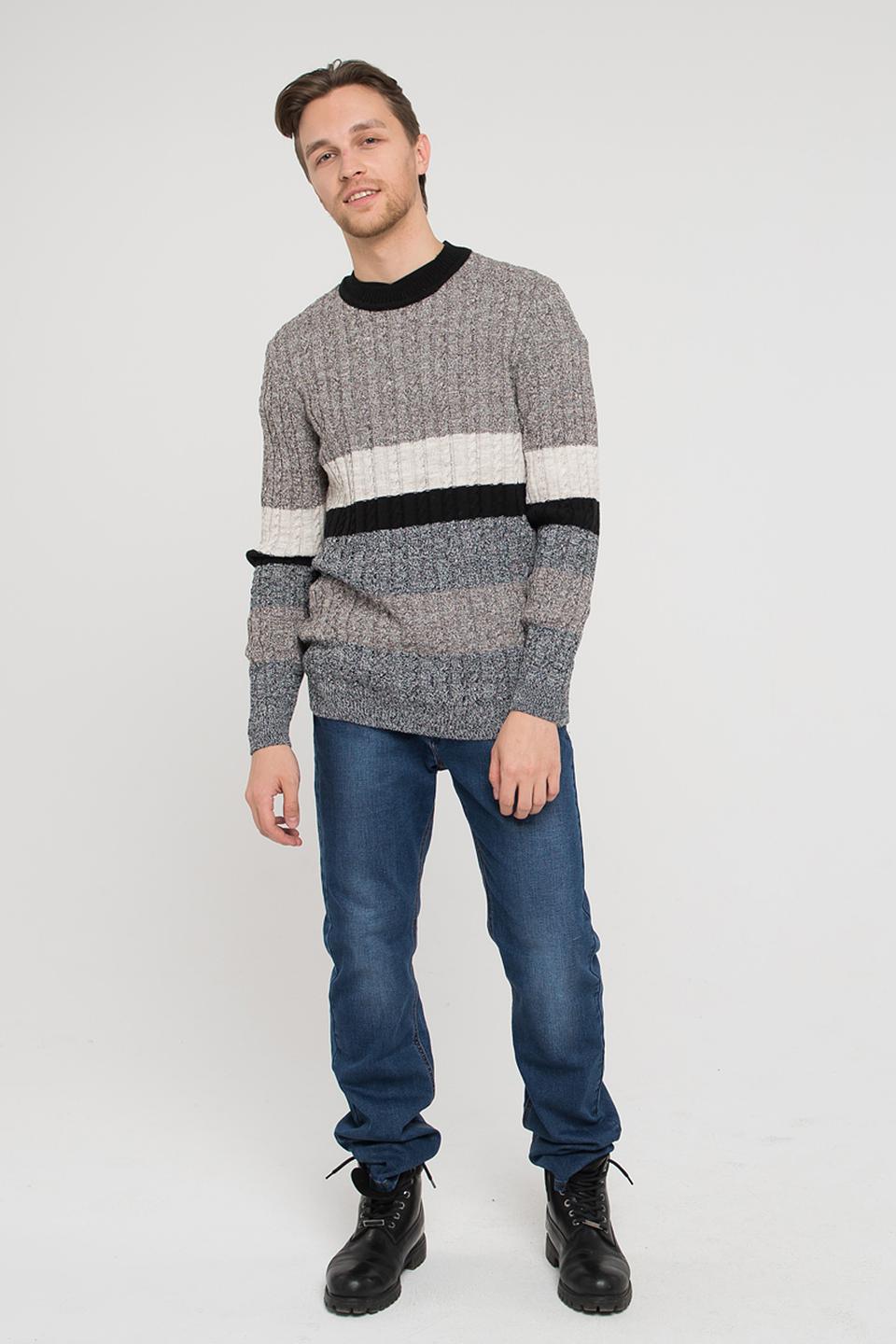 Джемпер VAY мужской в полоску серый