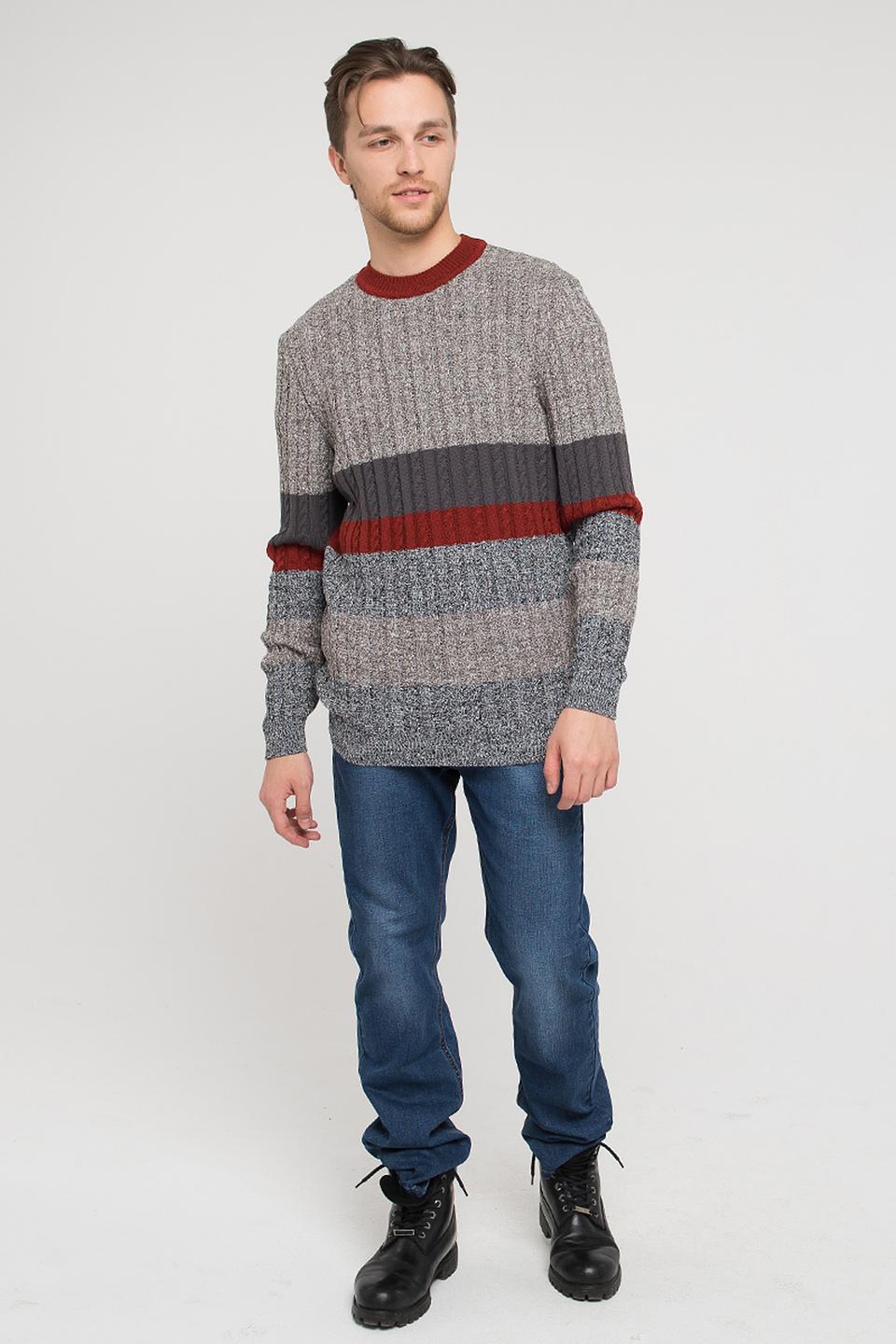 Джемпер VAY мужской в полоску серый