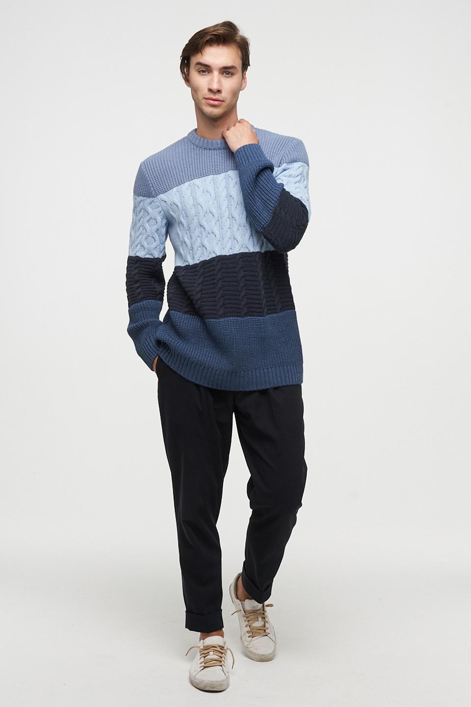Джемпер VAY мужской с косами голубой